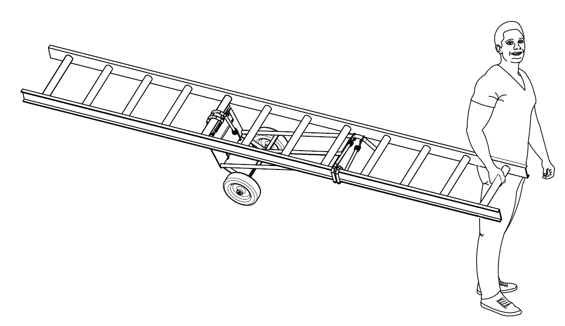 Ladder Mover™ with bungee straps attached